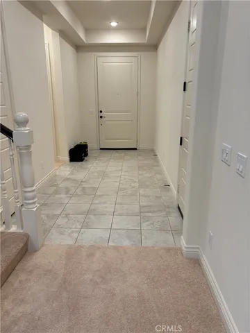 a view of a room with windows