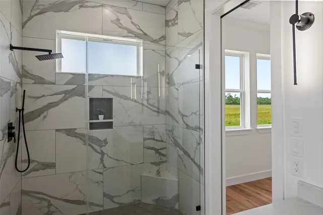 a bathroom with a shower