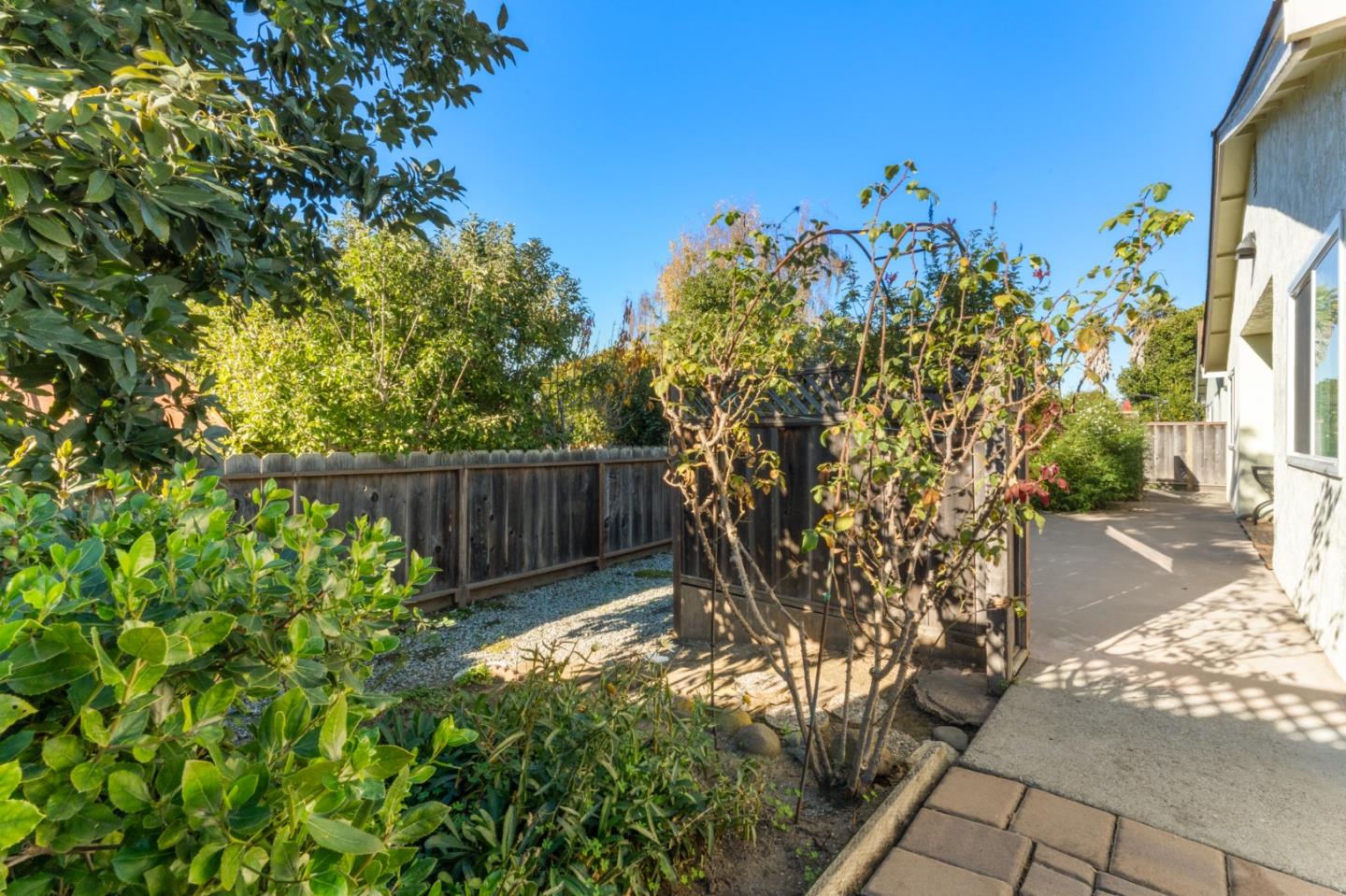 643 Peartree Drive Watsonville, CA 95076 - Photo 18 of 26 a view of a yard with plants and wooden fence