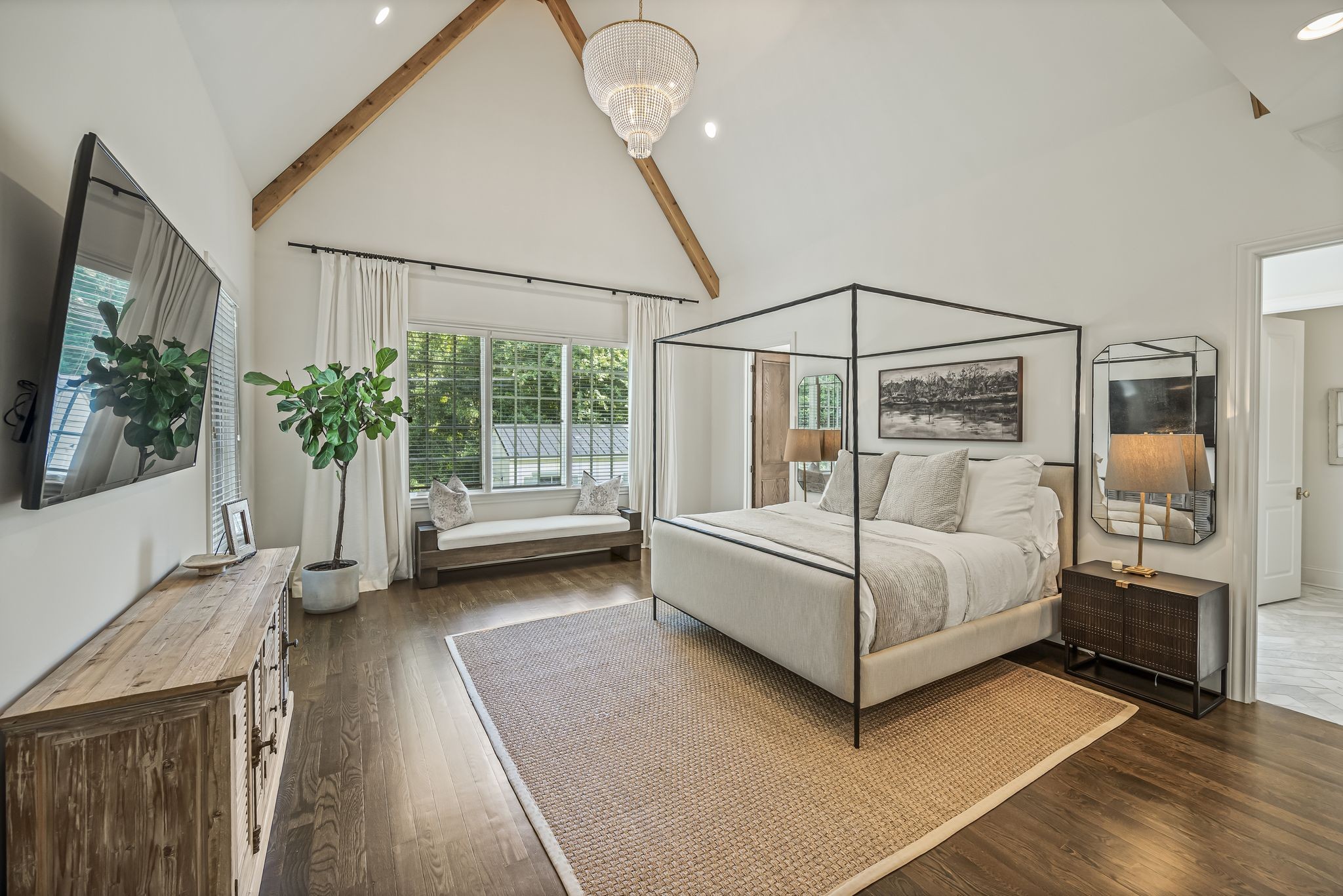 154 A Cheek Road Nashville, TN 37205 - Photo 23 of 61 a bedroom with a bed and a large window