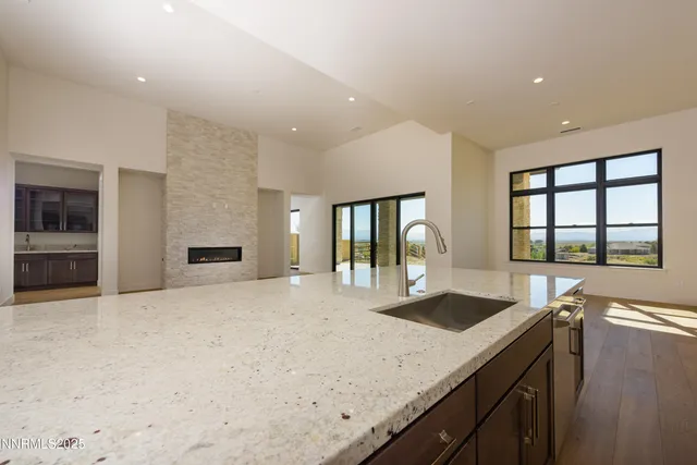 a view of a lake with houses