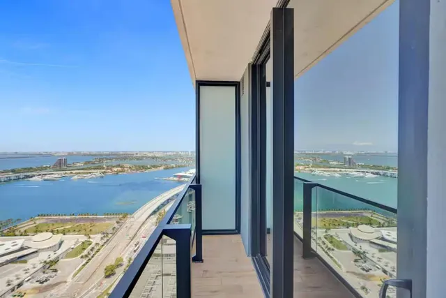 a view of an ocean from a balcony