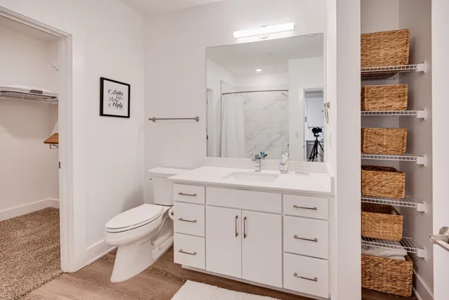 a bathroom with a bathtub