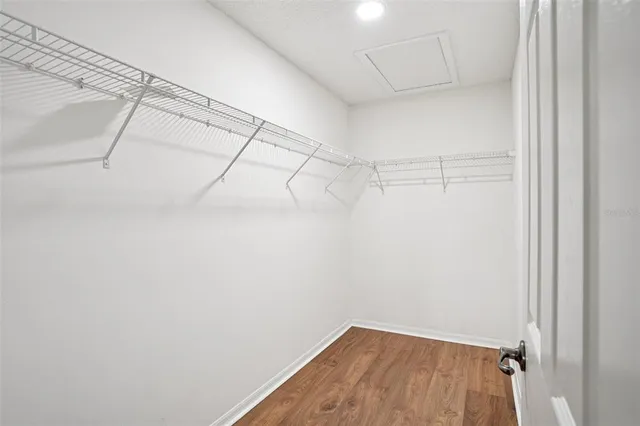 a view of a room with racks on the wall