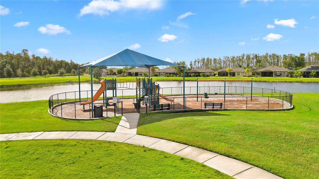 16636 Windmill Forge Pass Wimauma, FL 33598 - Photo 36 of 51 a view of a swimming pool with lawn chairs and a big yard