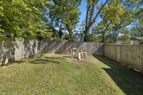 a view of a yard with an tree