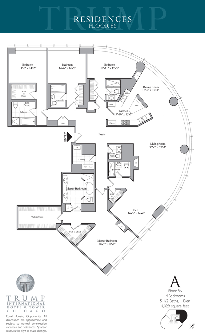 401 North Wabash Avenue, Unit 86A Chicago, IL 60611 - Photo 30 of 54 a picture of a floor plan