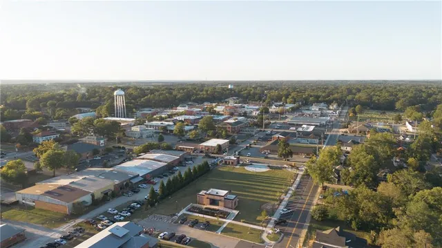 an aerial view of a city