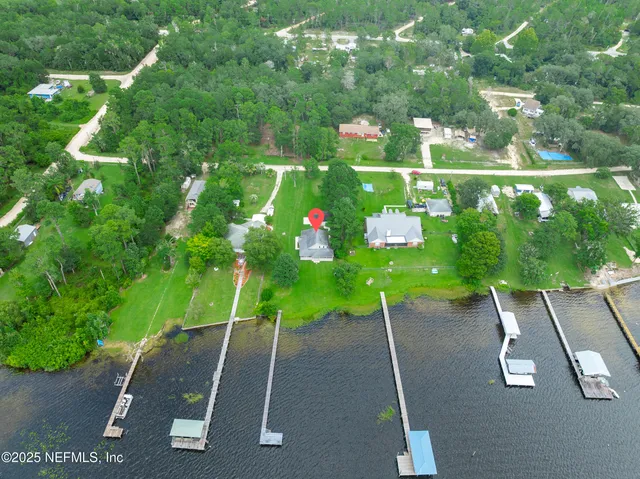 an aerial view of a house