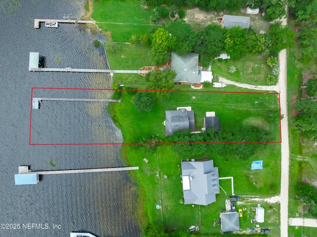 an aerial view of a house