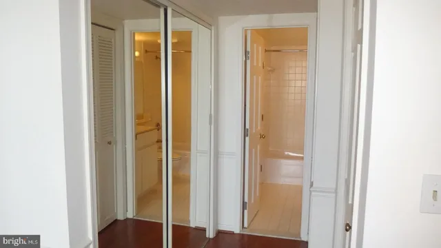 a view of elevator with hallway