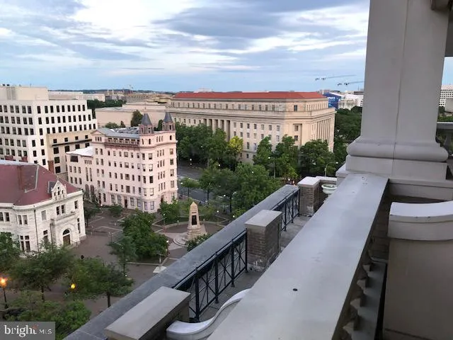 a view of a city from a balcony