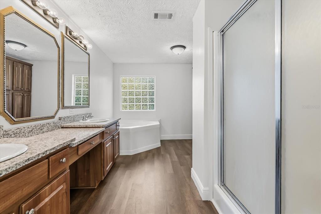 1785 Marsh Way Geneva, FL 32732 - Photo 30 of 40 a spacious bathroom with a granite countertop tub sink a mirror and a bathtub