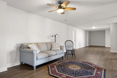 a front view of a house with patio