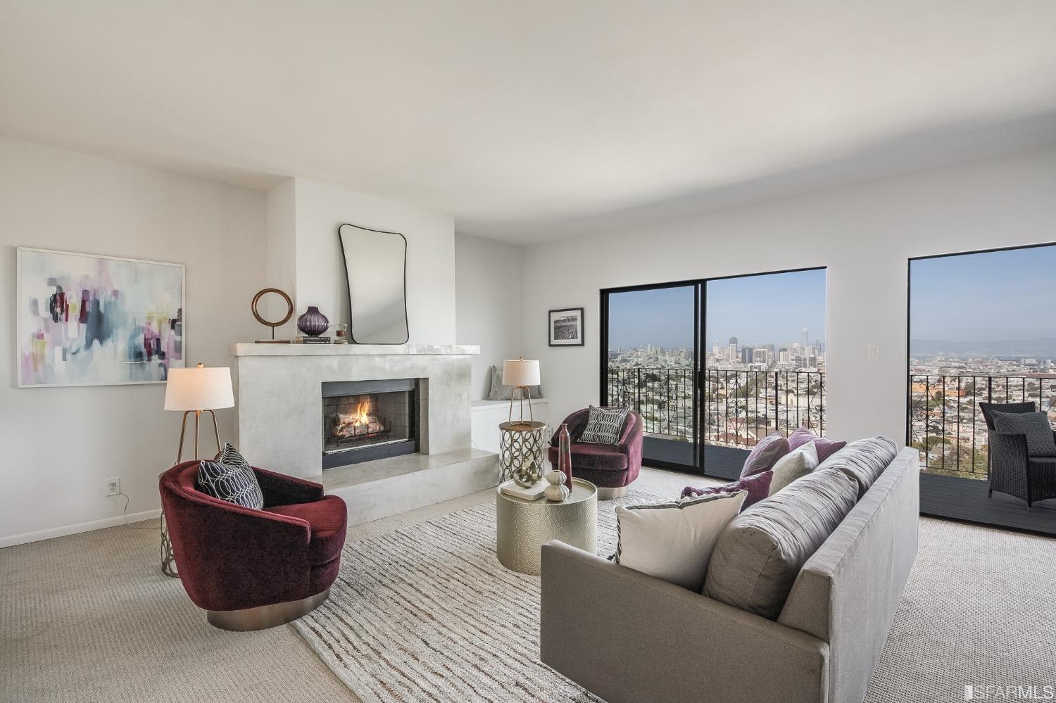 138 Corwin Street San Francisco, CA 94114 - Photo 36 of 60 a living room with furniture and a fireplace