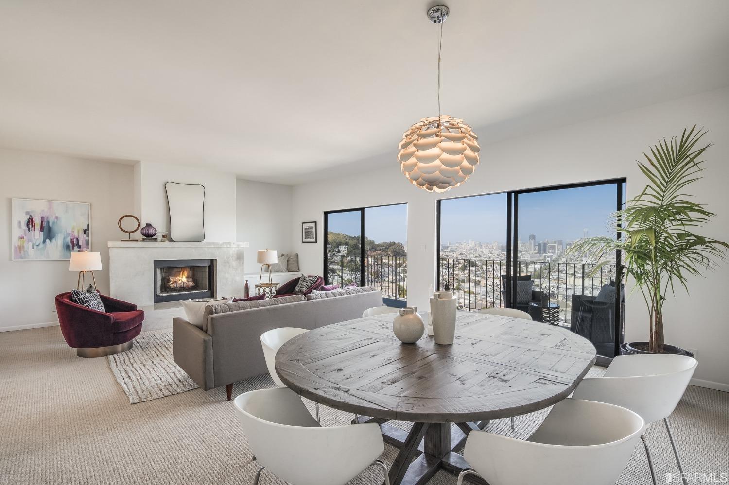 138 Corwin Street San Francisco, CA 94114 - Photo 39 of 60 a dining room with furniture a livingroom and chandelier