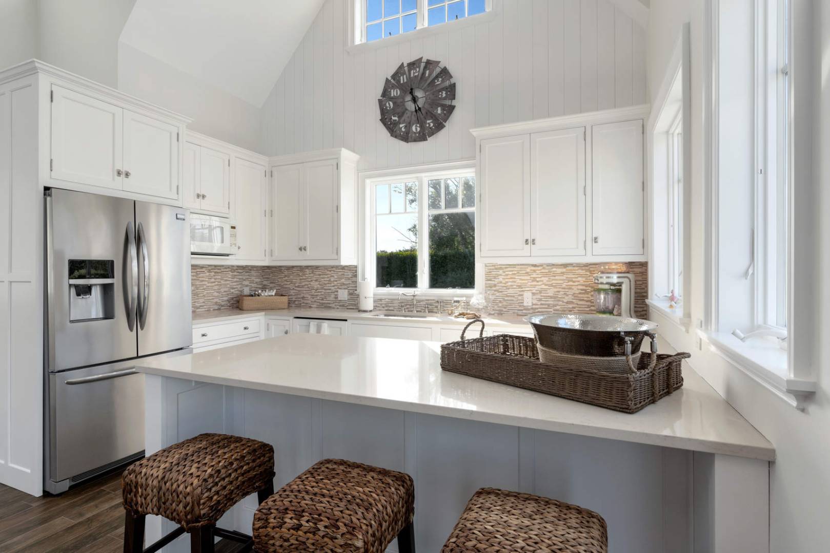 91 Osprey Way Water Mill, NY 11976 - Photo 43 of 46 a kitchen with stainless steel appliances granite countertop a refrigerator and a stove top oven