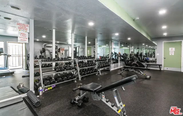 a view of a room with gym equipment