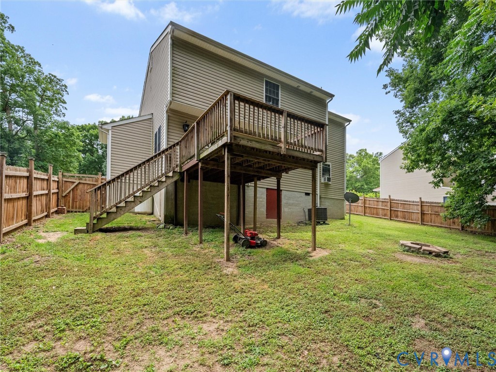 6712 Hedges Road Richmond, VA 23224 - Photo 29 of 34 Spacious backyard featuring a wood deck with stair