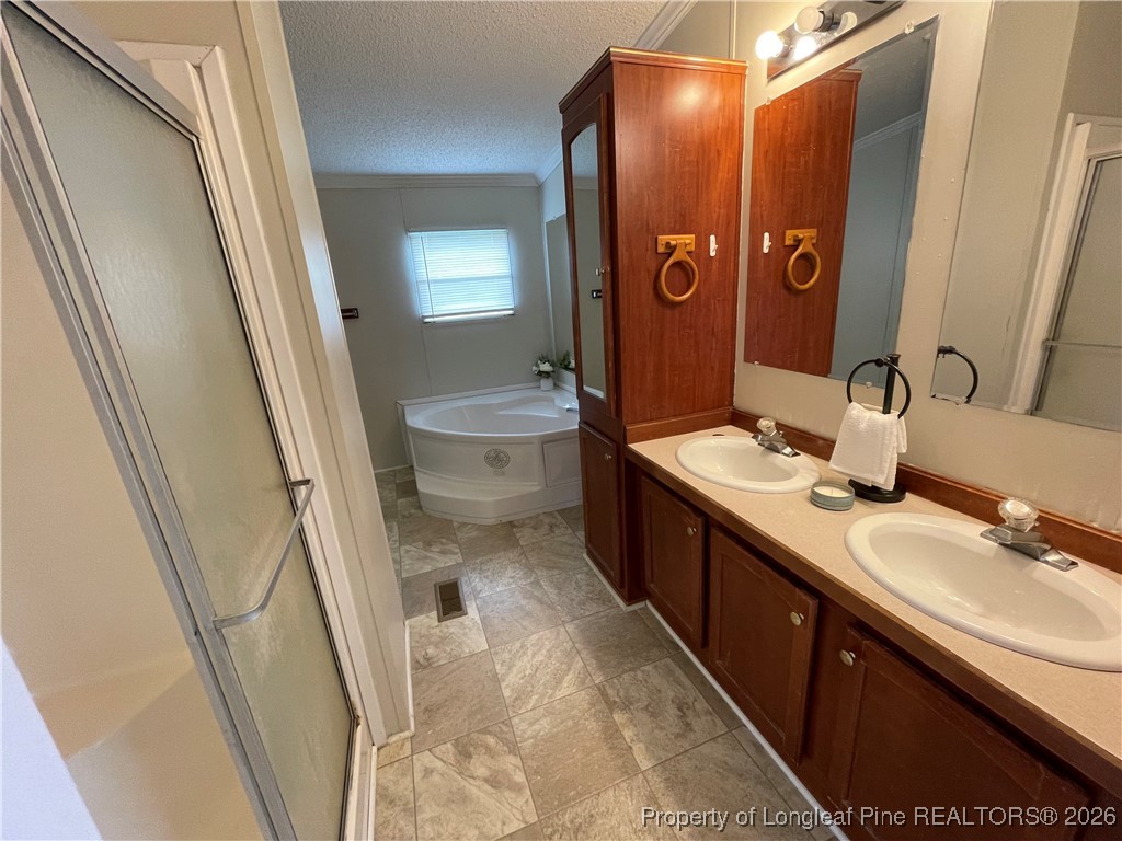 5922 Shiloah Church Road Fayetteville, NC 28306 - Photo 16 of 23 a spacious bathroom with a double vanity sink and a mirror