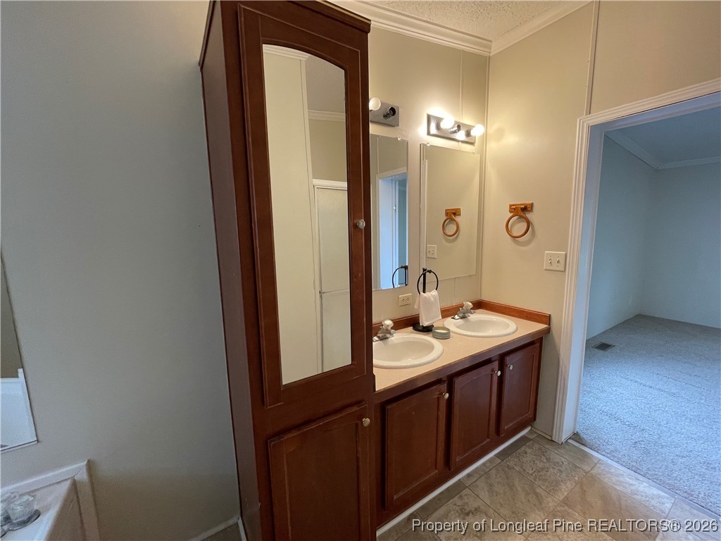 5922 Shiloah Church Road Fayetteville, NC 28306 - Photo 18 of 23 a bathroom with a double vanity sink and mirror