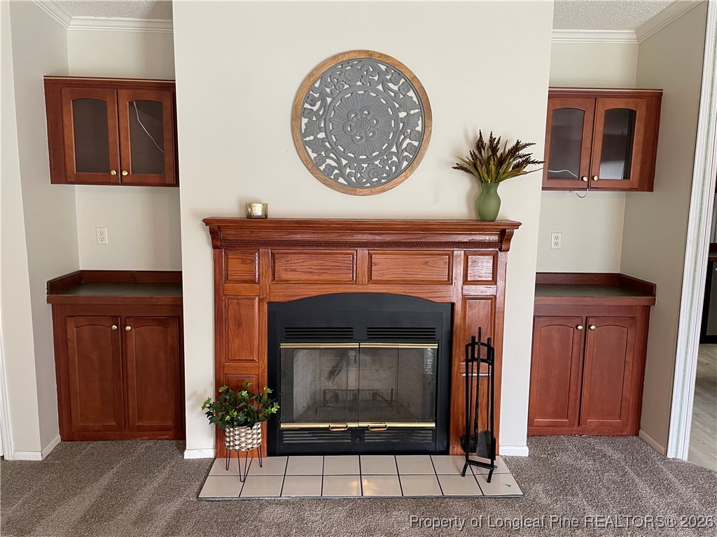 5922 Shiloah Church Road Fayetteville, NC 28306 - Photo 4 of 23 a living room with a fireplace and a potted plant