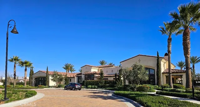 a front view of a building with street view