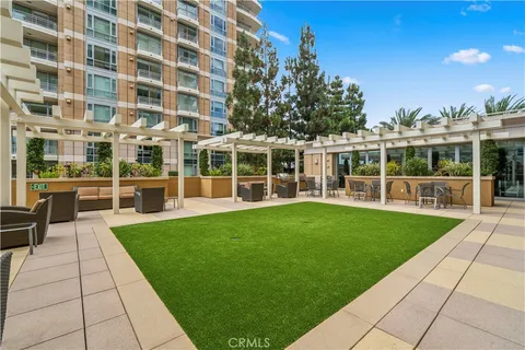 a view of a building with a garden