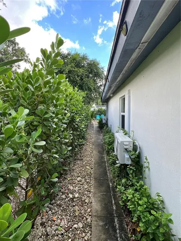 a backyard of a house with lots of green space