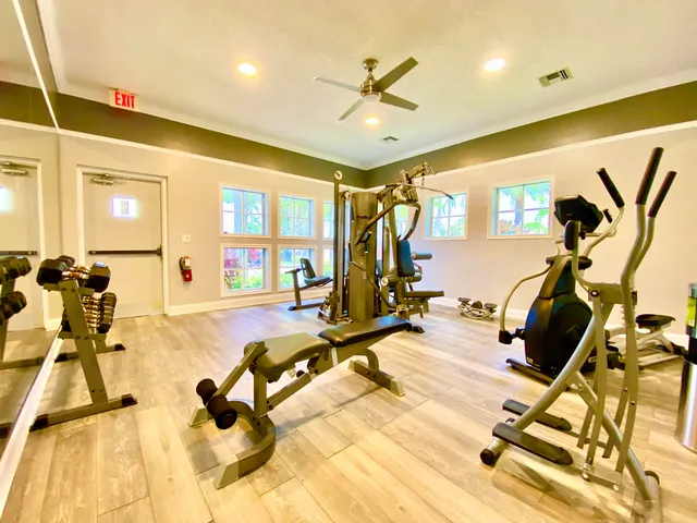 a view of a room with gym equipment