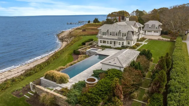 a view of a lake with a building in the background