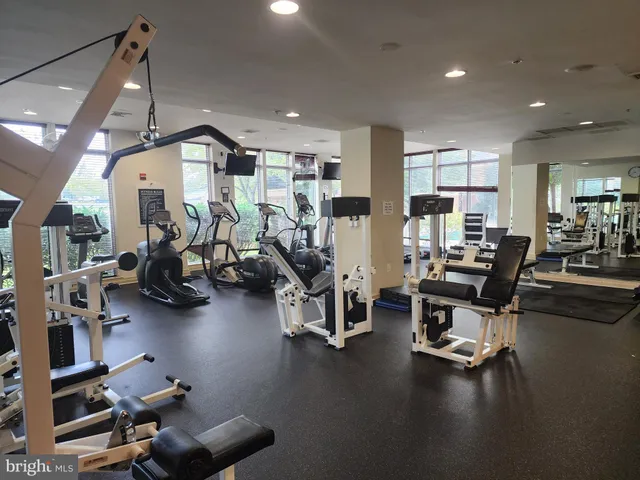 a view of a room with gym equipment