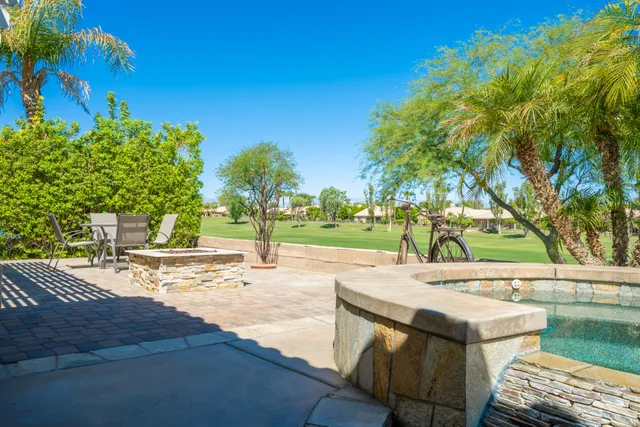a view of a yard with plants and trees