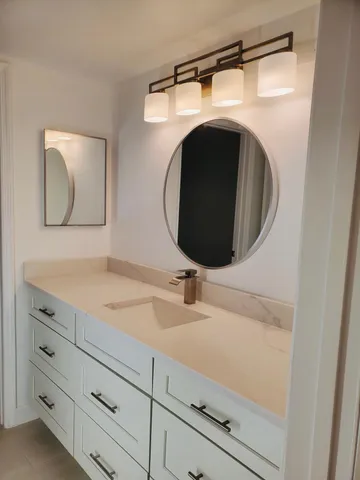 a close view of dresser and tap