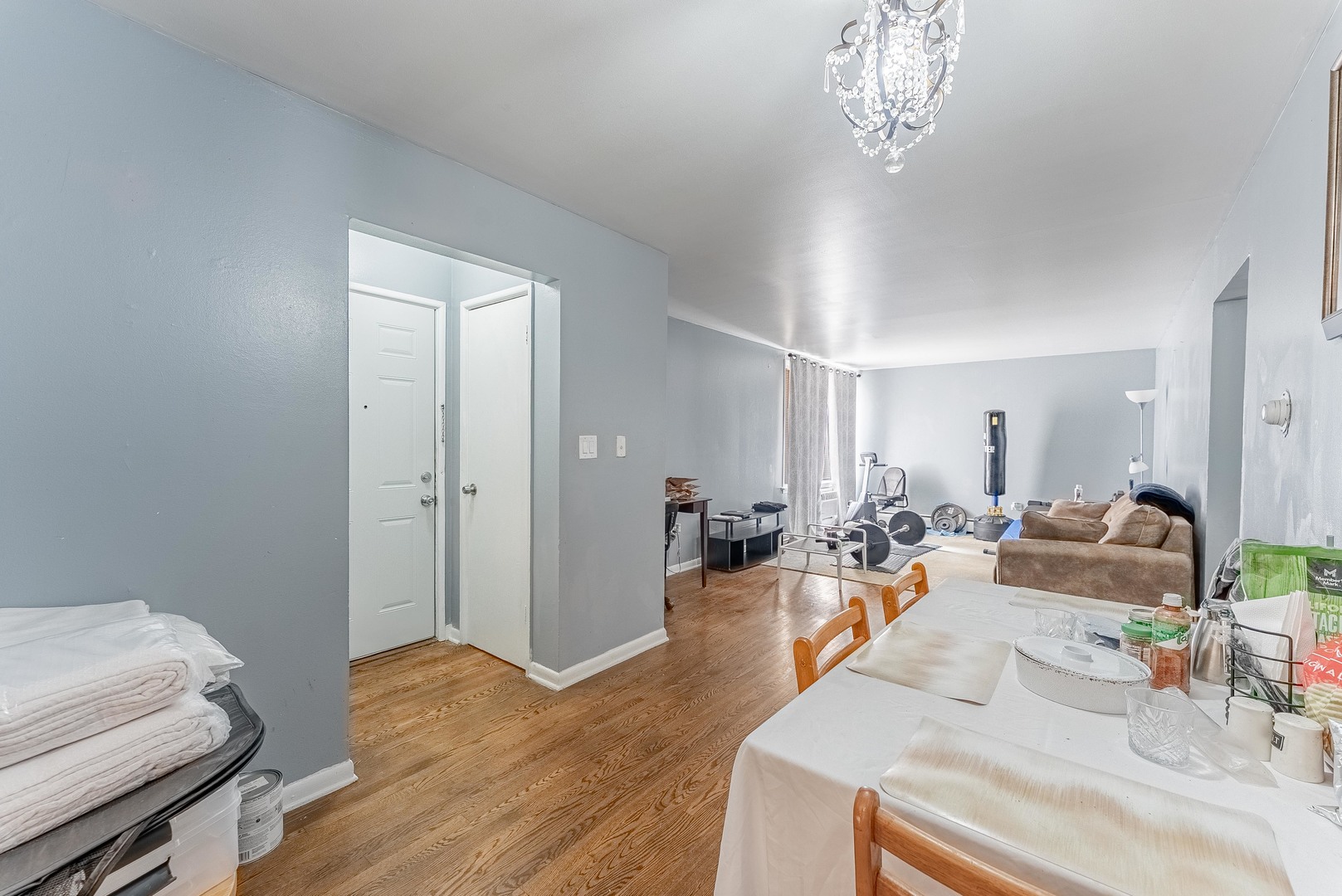 1630 West Chase Avenue, Unit 1N Chicago, IL 60626 - Photo 3 of 11 a living room with furniture and a chandelier