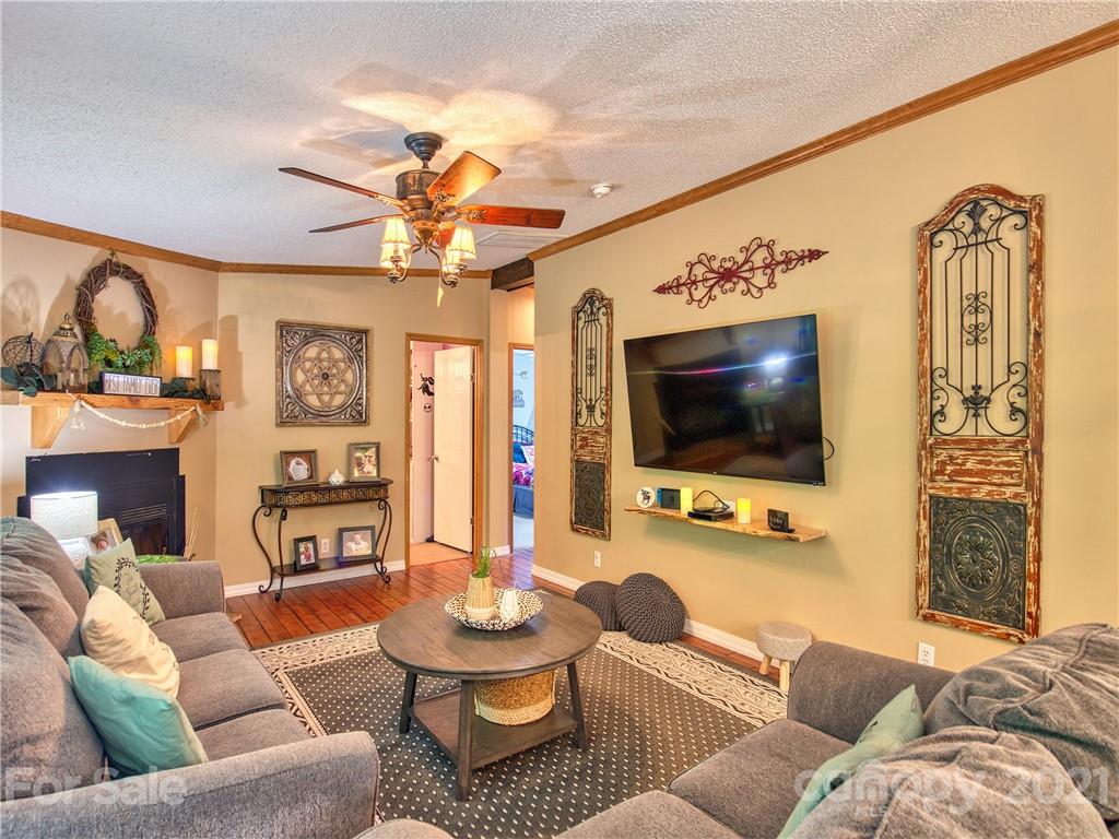 485 Loop Road Clyde, NC 28721 - Photo 8 of 33 a living room with furniture and a flat screen tv