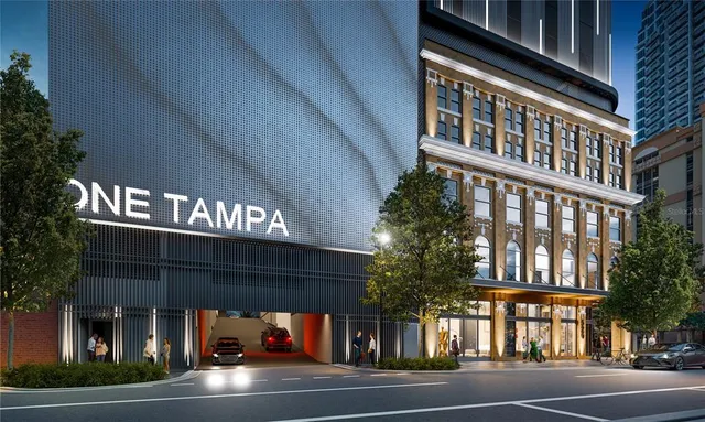 a view of a building on a street