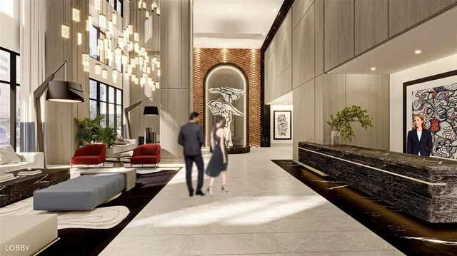 a living room with fireplace furniture and a rug