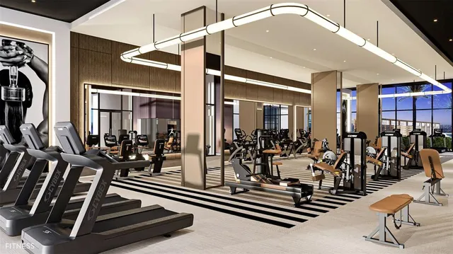 a view of a room with gym equipment