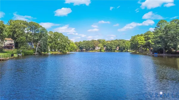 a view of a lake from a yard