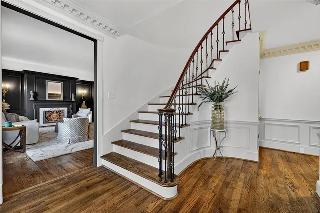 a kitchen with a table and chairs in it