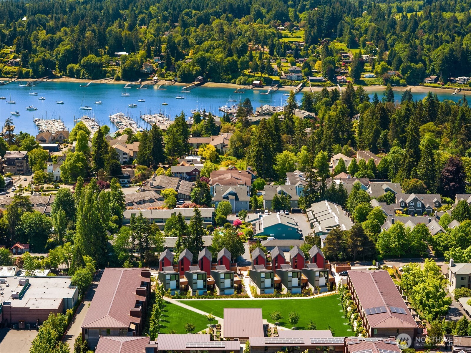 224 Canopy Path Northwest Bainbridge Island, WA 98110 - Photo 30 of 32 an aerial view of residential house with outdoor space and lake view