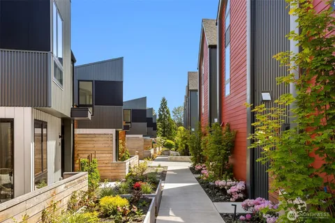 a building outdoor space with patio furniture