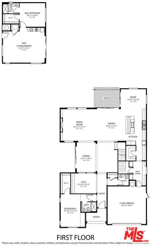 a front view of a house with a garden and garage