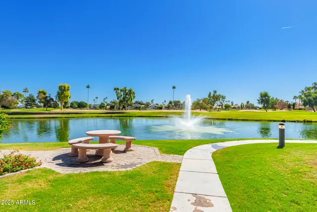 a view of a lake with houses