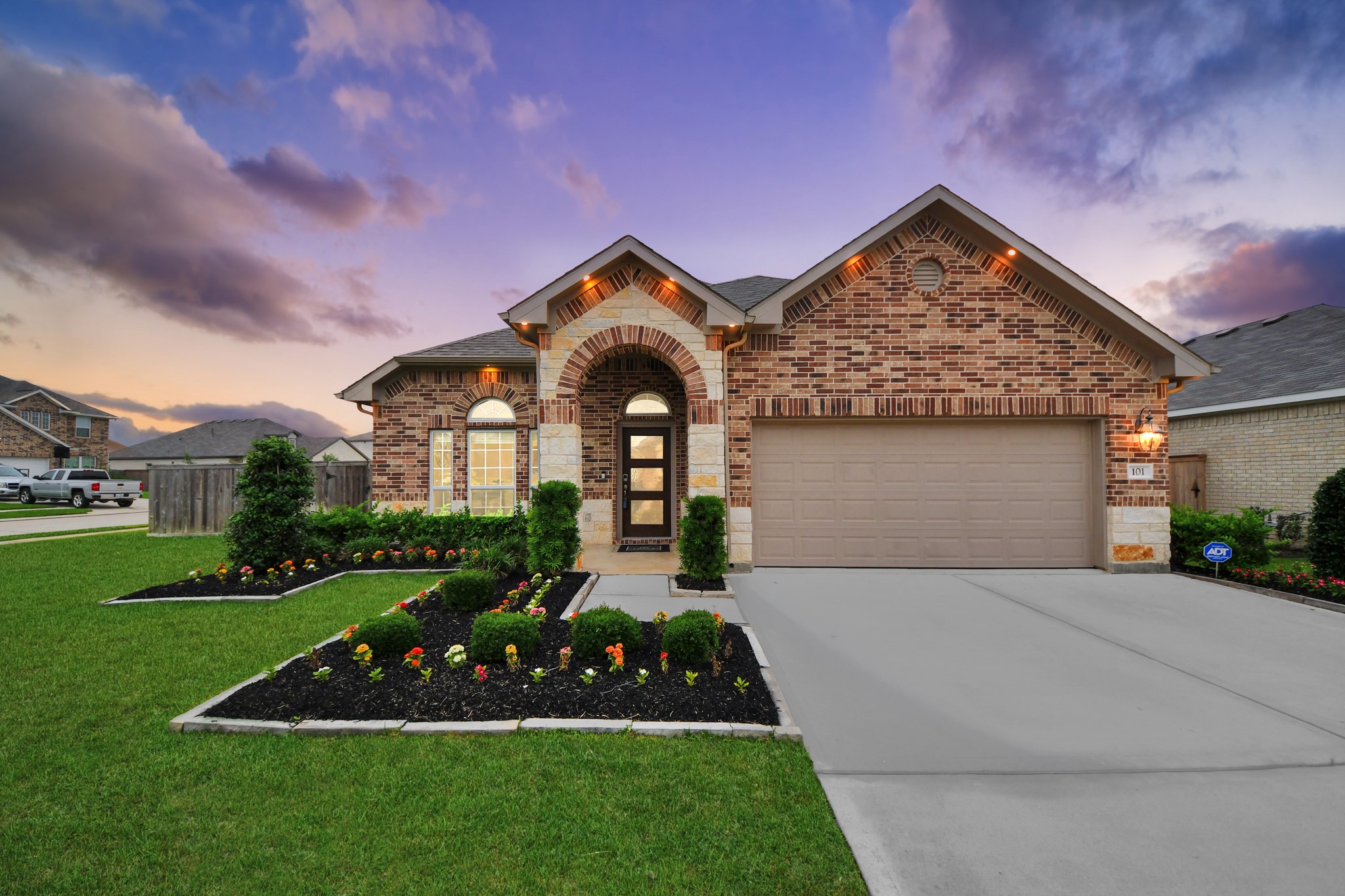 101 Bayou Bend Angleton, TX 77515 - Photo 25 of 25 NEVER LIVED IN!!! Beautiful 1-story MODEL HOME featuring 4 bedrooms, 2 baths, & an attached 2-car garage, and a spacious open-concept floor plan. High ceilings create a bright, open feel throughout the family room, kitchen, breakfast area, study/flex room, and generous bedrooms. The kitchen offers plenty of cabinetry, granite countertops, under-cabinet lighting, stainless steel appliances, and USB outlet. Tile and carpet throughout. Washer and Dryer included.
