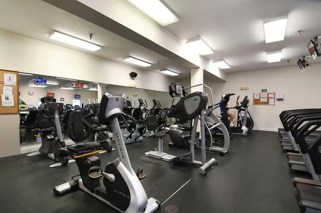 a view of a room with gym equipment