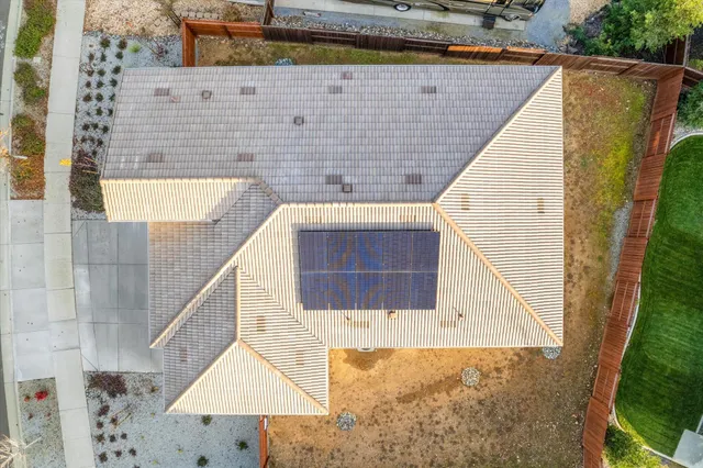 an aerial view of a house