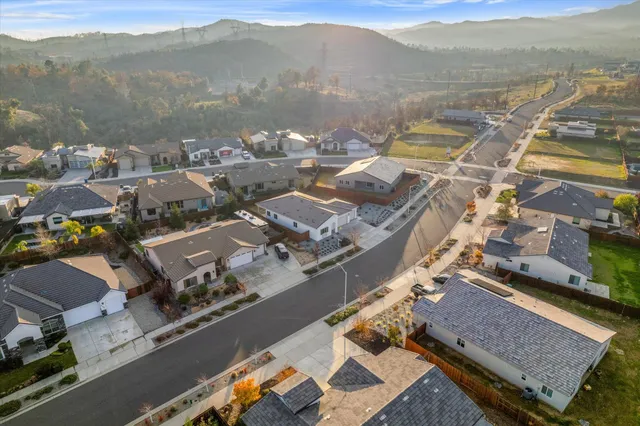a view of a lake in middle of the town