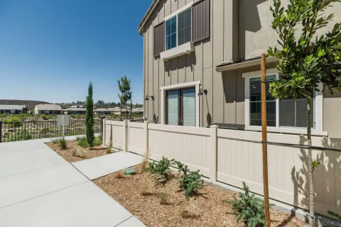 front view of a house with a plants
